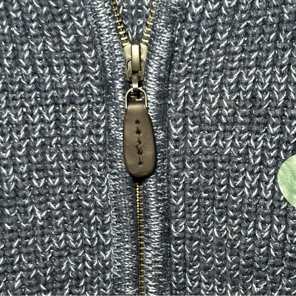 L.L.Bean Blue Jean Sweater FZ Preppy Knit Cardigan XXL Regular Cozy Denim Cotton - Picture 8 of 12